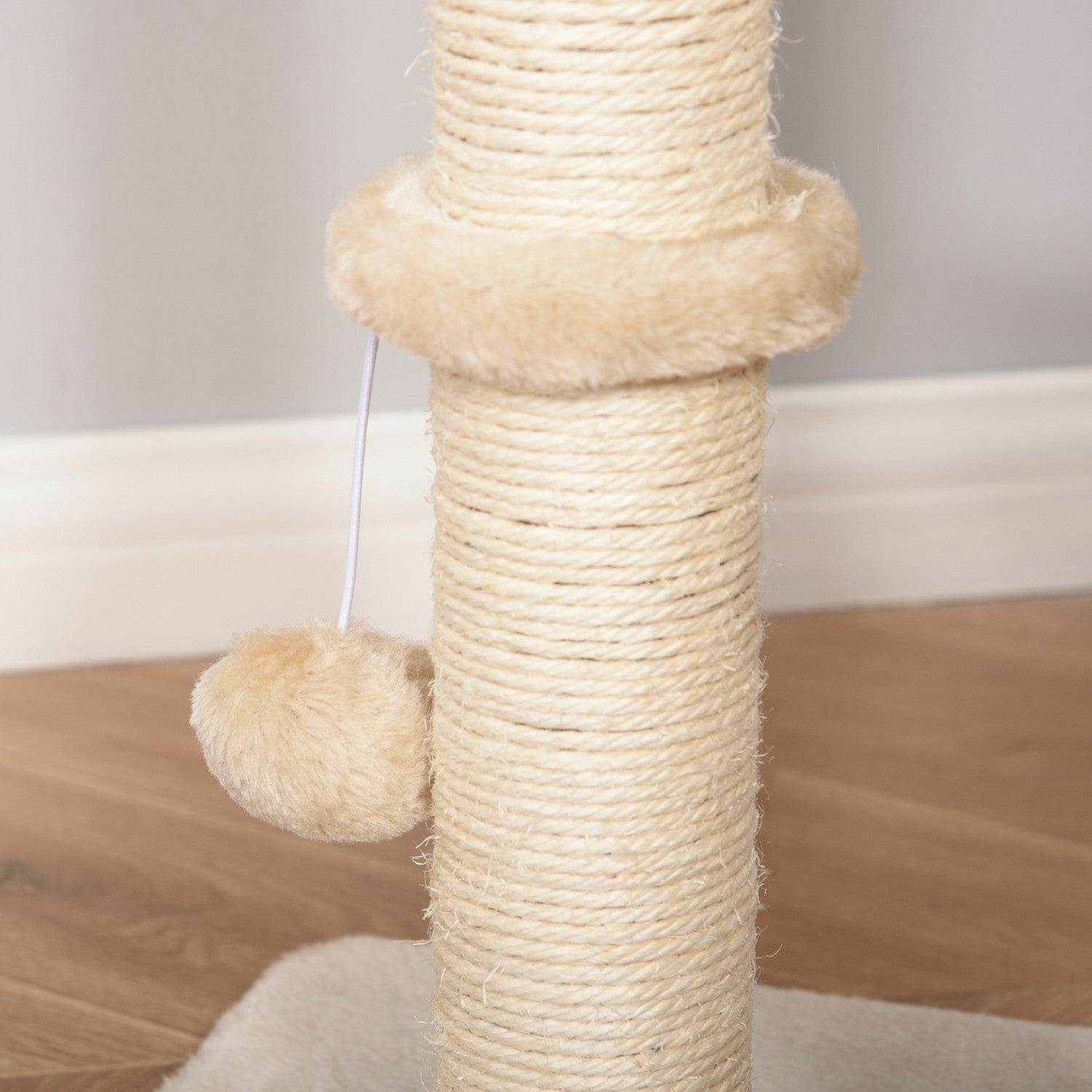 Kattträd med skrapstolpe och grotta, beige, 100 cm hög