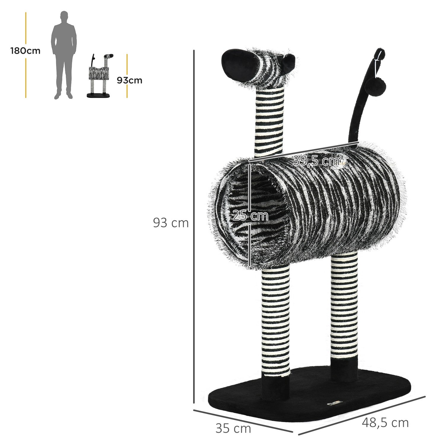 Kattträd med skrapstolpe och tunnel, Zebra Design