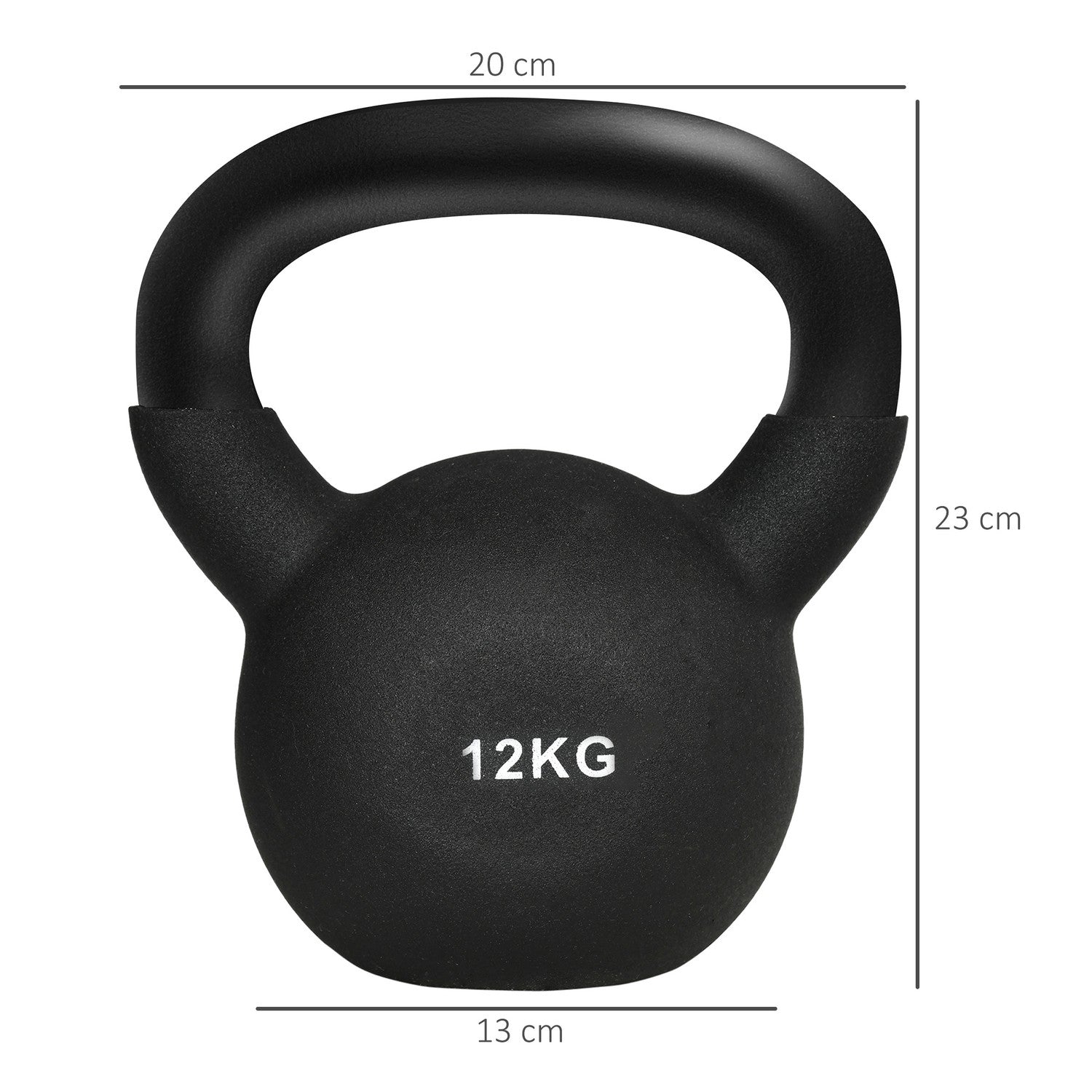 Kettlebell 12 Kg, Neoprenbelagt gjutjärn, golvvänlig