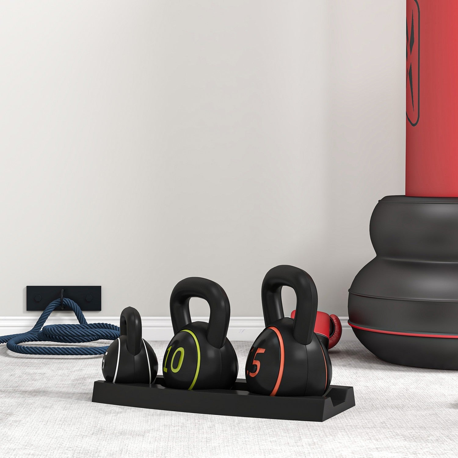 Kettlebell-set, 2,2-6,8 kg, styrketräningsvikter