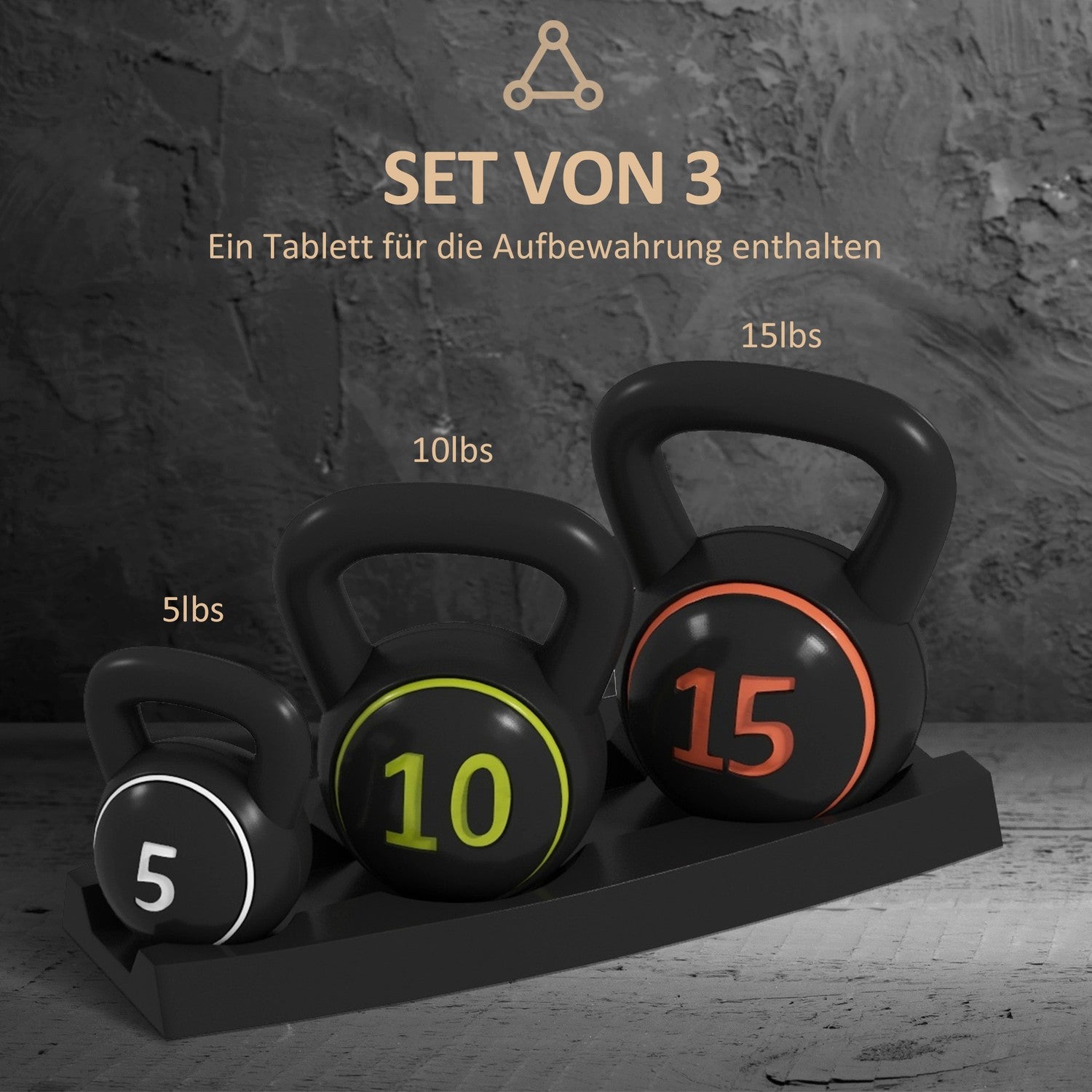Kettlebell-set, 2,2-6,8 kg, styrketräningsvikter
