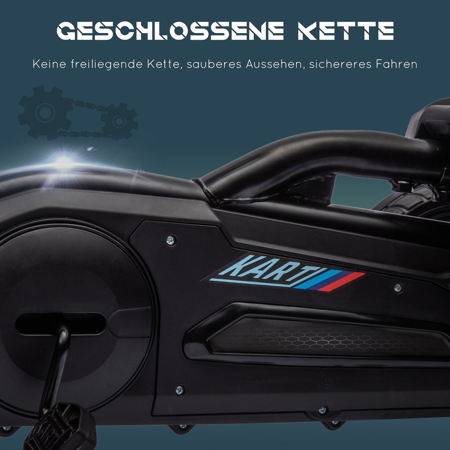 Kids Pedal Go-Kart, justerbar sits & handbroms, svart