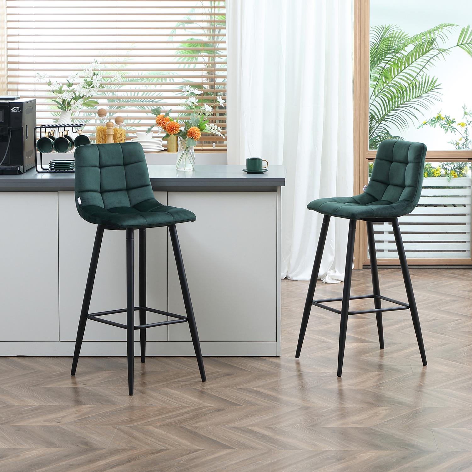 Sammetsbarstol Set om 2, halkfri, modern design
