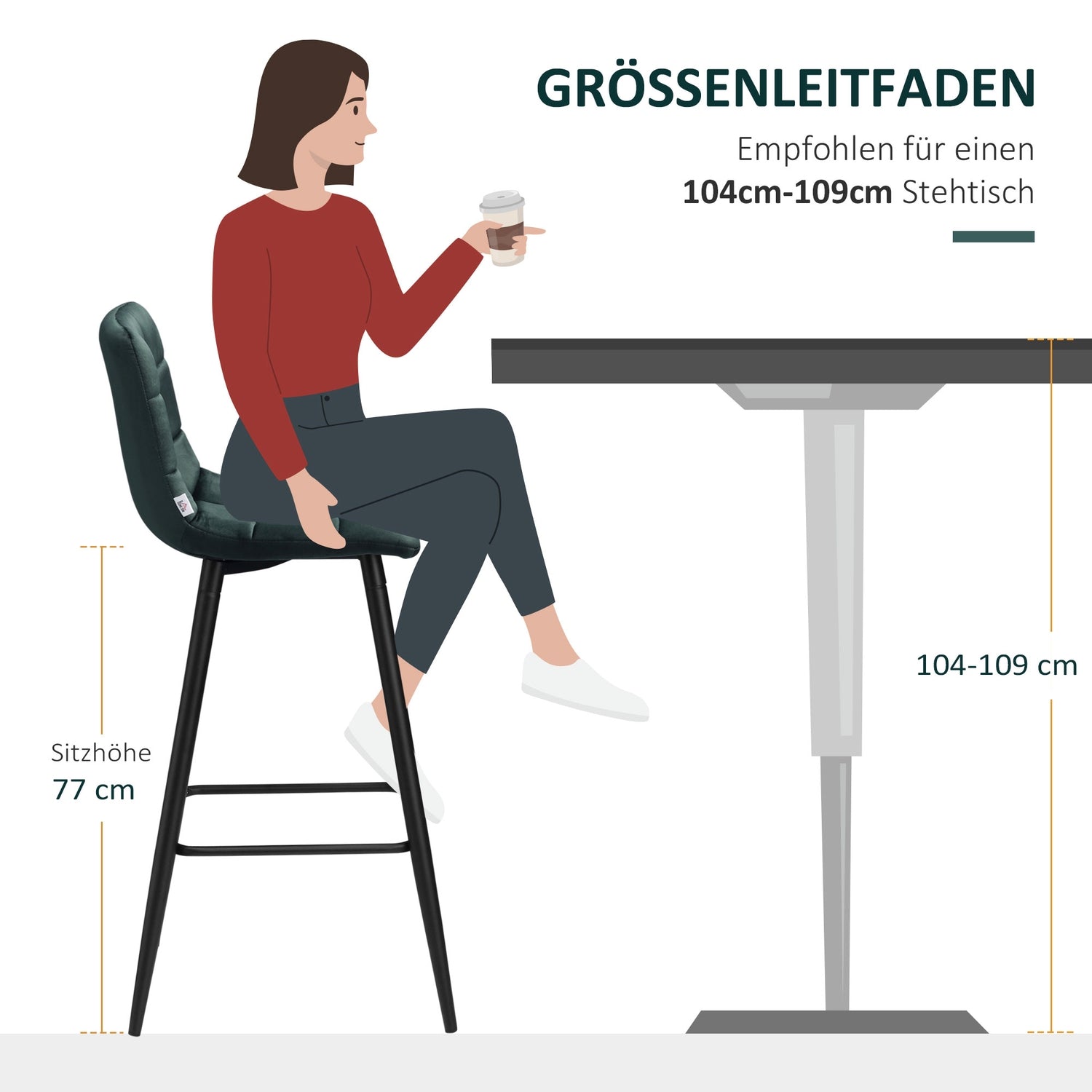Sammetsbarstol Set om 2, halkfri, modern design