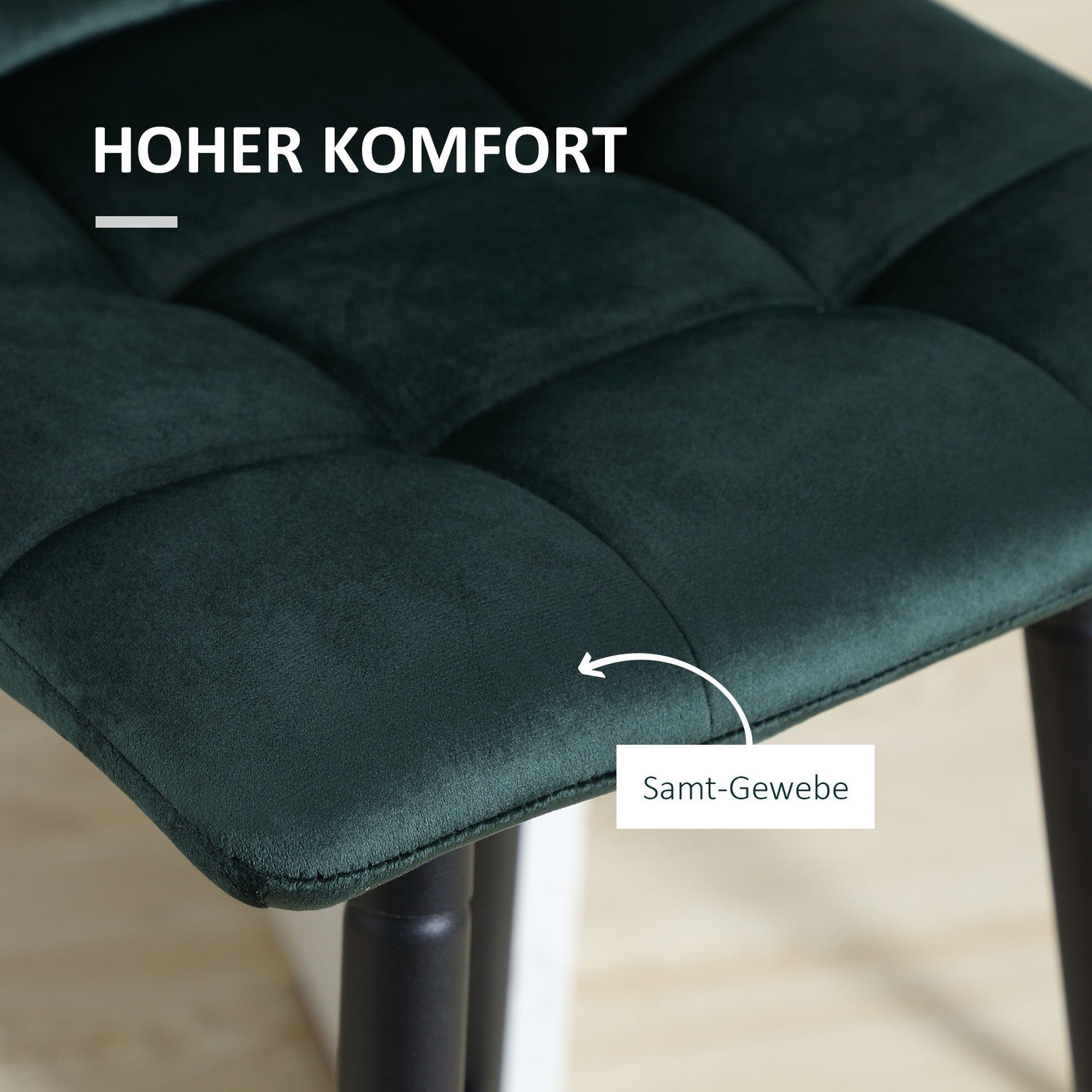 Sammetsbarstol Set om 2, halkfri, modern design