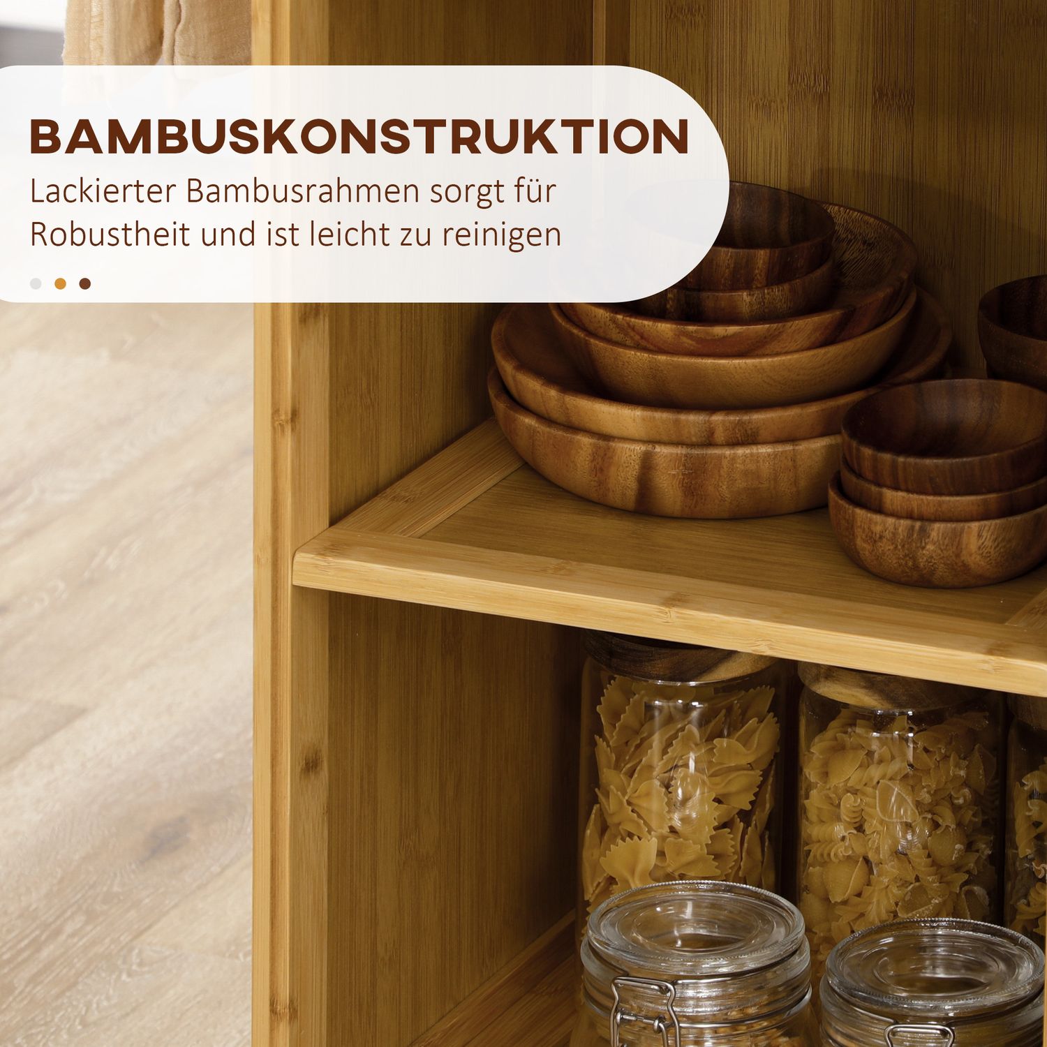 Bambu köksvagn – låda, skåp, hyllor, handduksställ