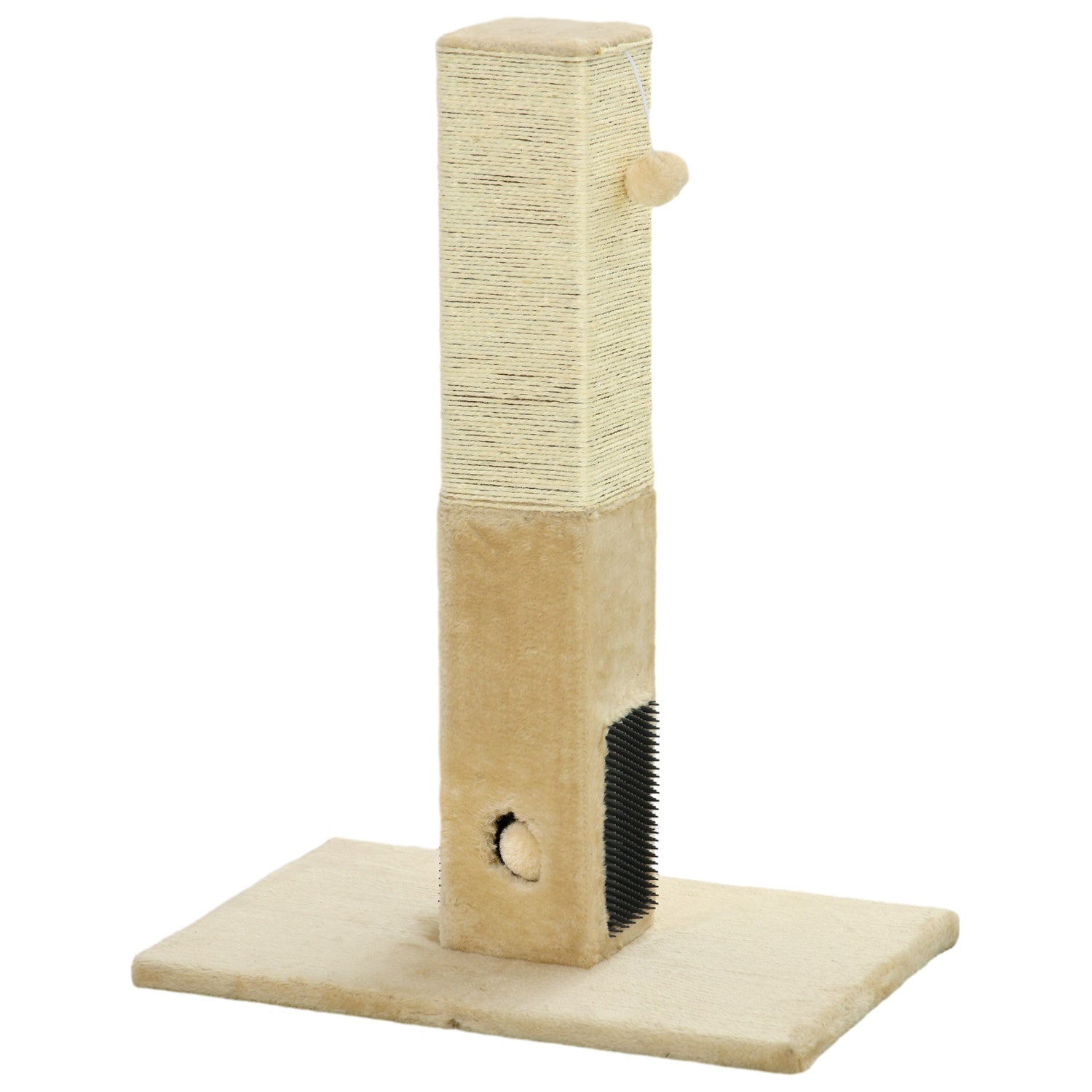 Beige kattskrapstolpe, jutematerial, med lekboll