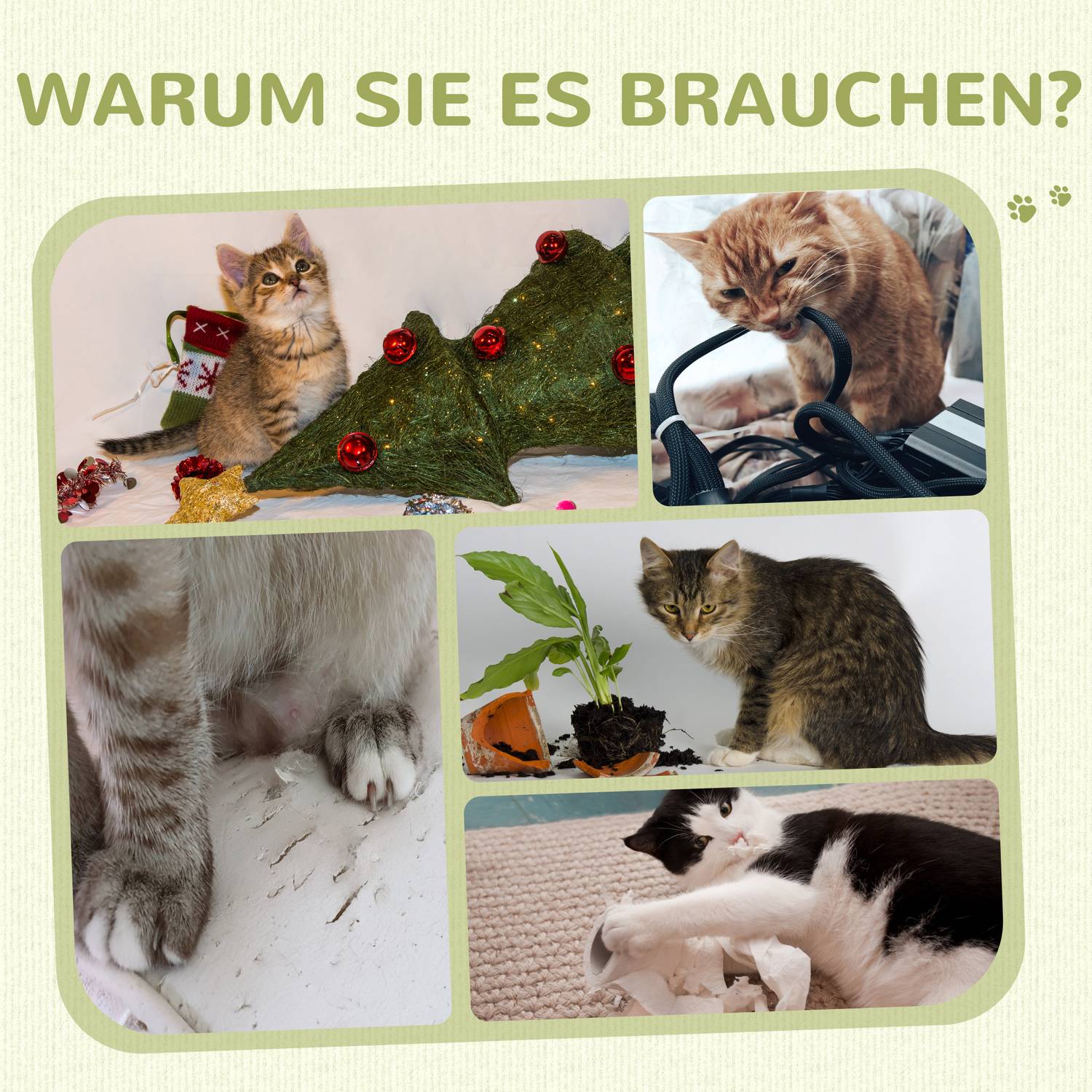 Beige kattskrapstolpe, jutematerial, med lekboll
