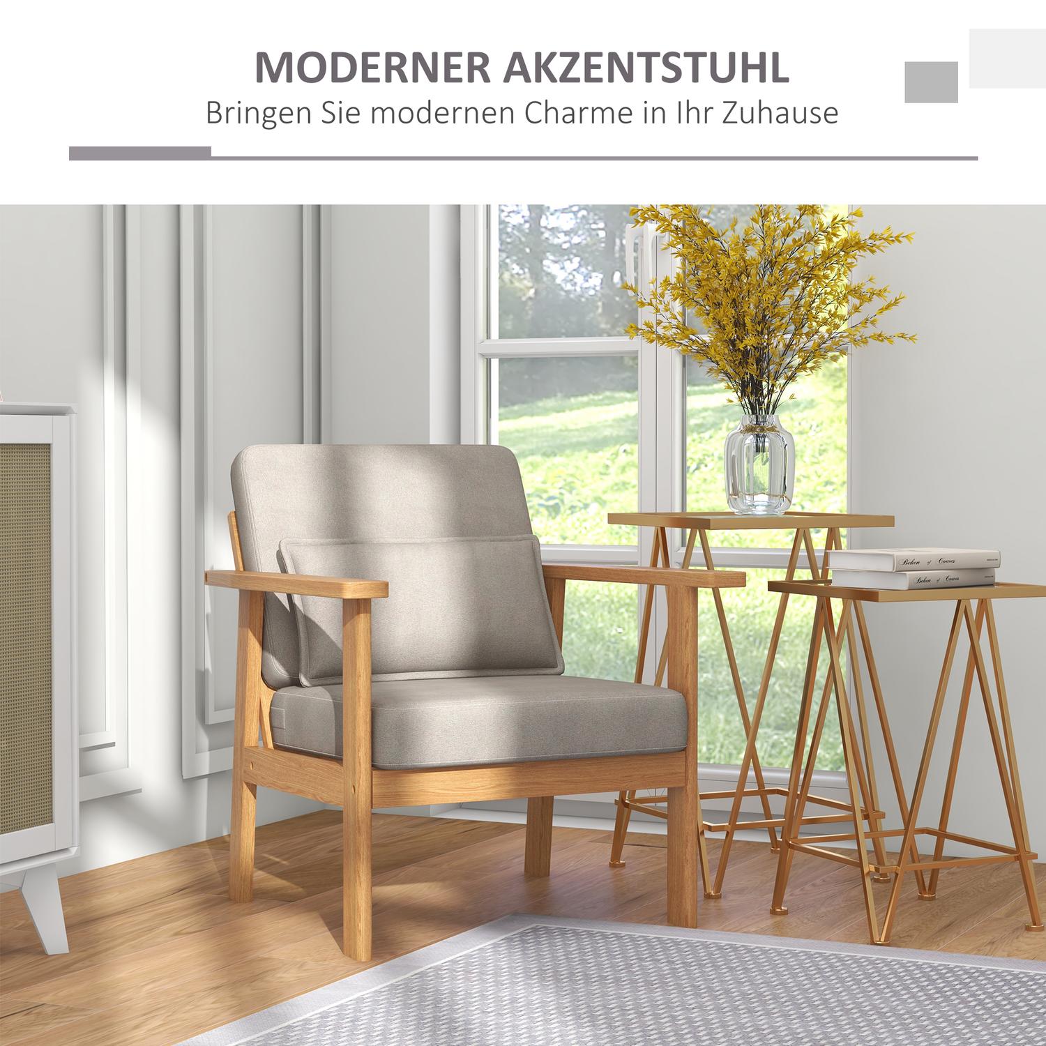 Klädd grå accentstol med armstöd – 70x72x76 cm