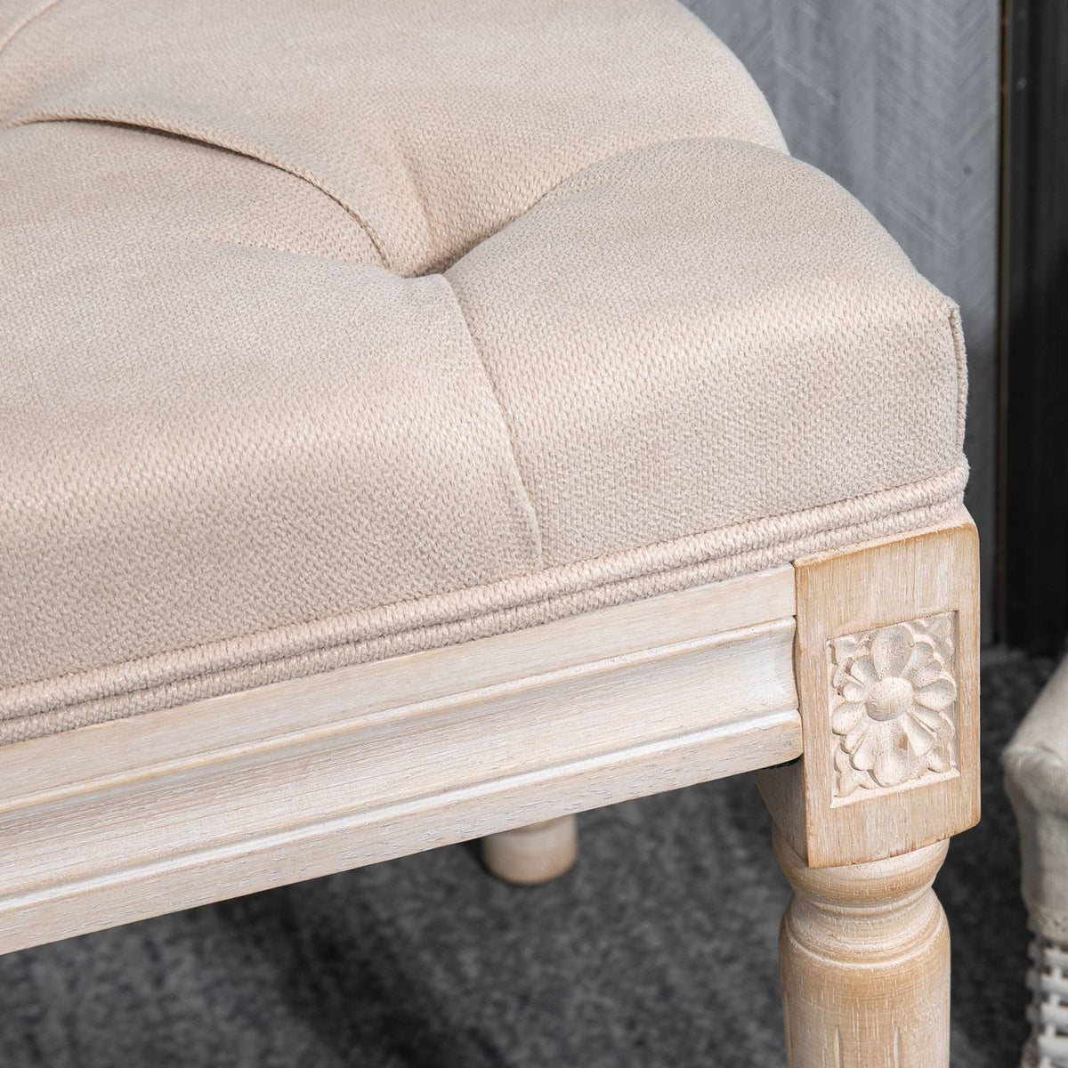 Gestoffeerde vintage bank, linnenbeige, draagvermogen 120 kg