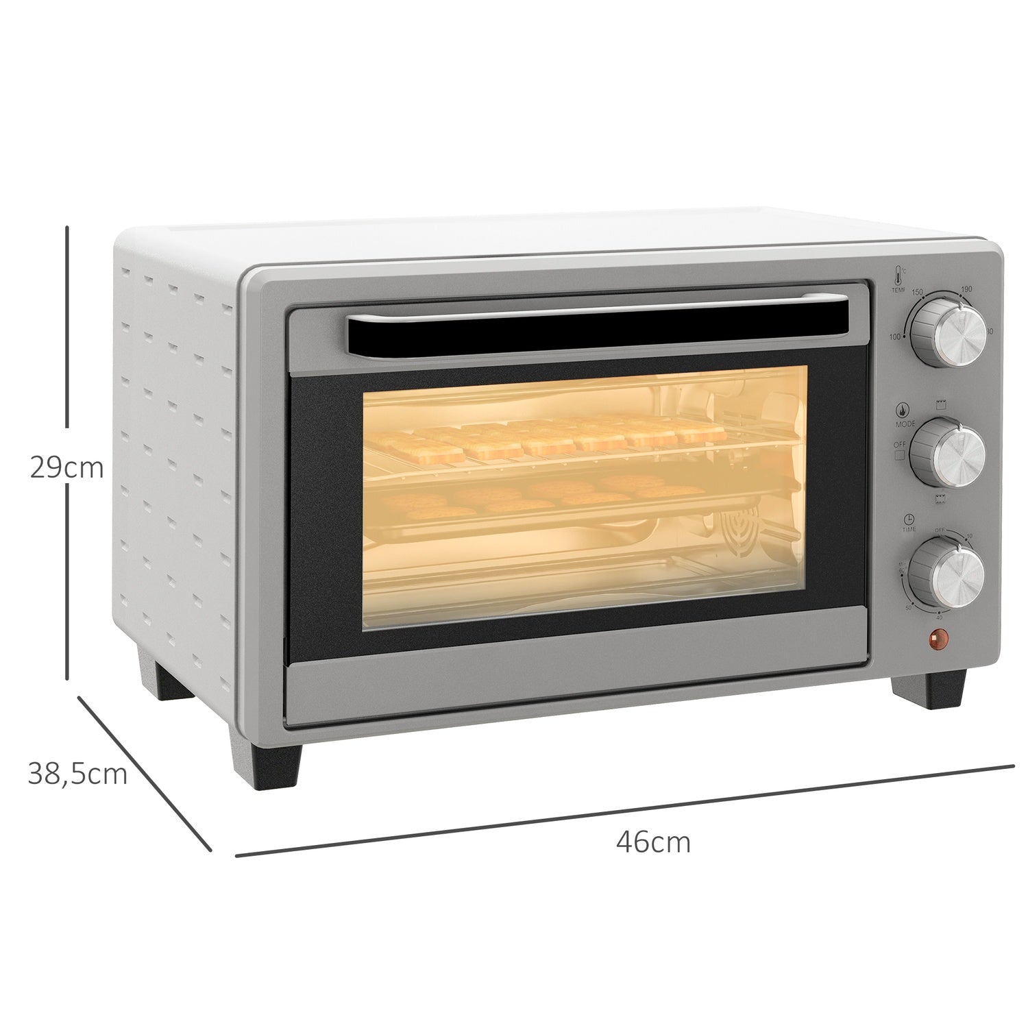 Kompakt 21L ugn, 100°C-230°C, 3 tillagningslägen