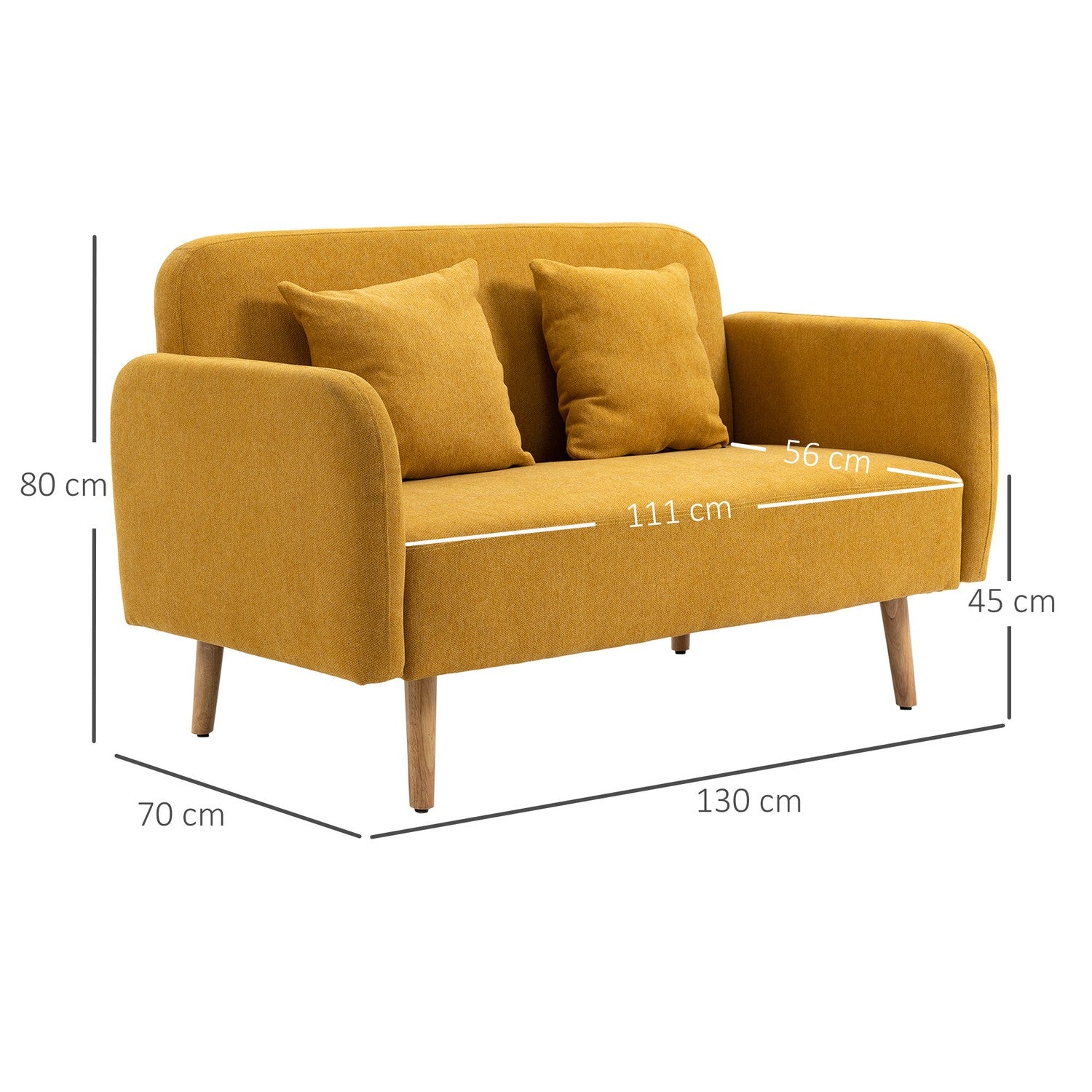 Kompakt dubbel Loveseat-soffa – Justerbar, sammetslen polyester