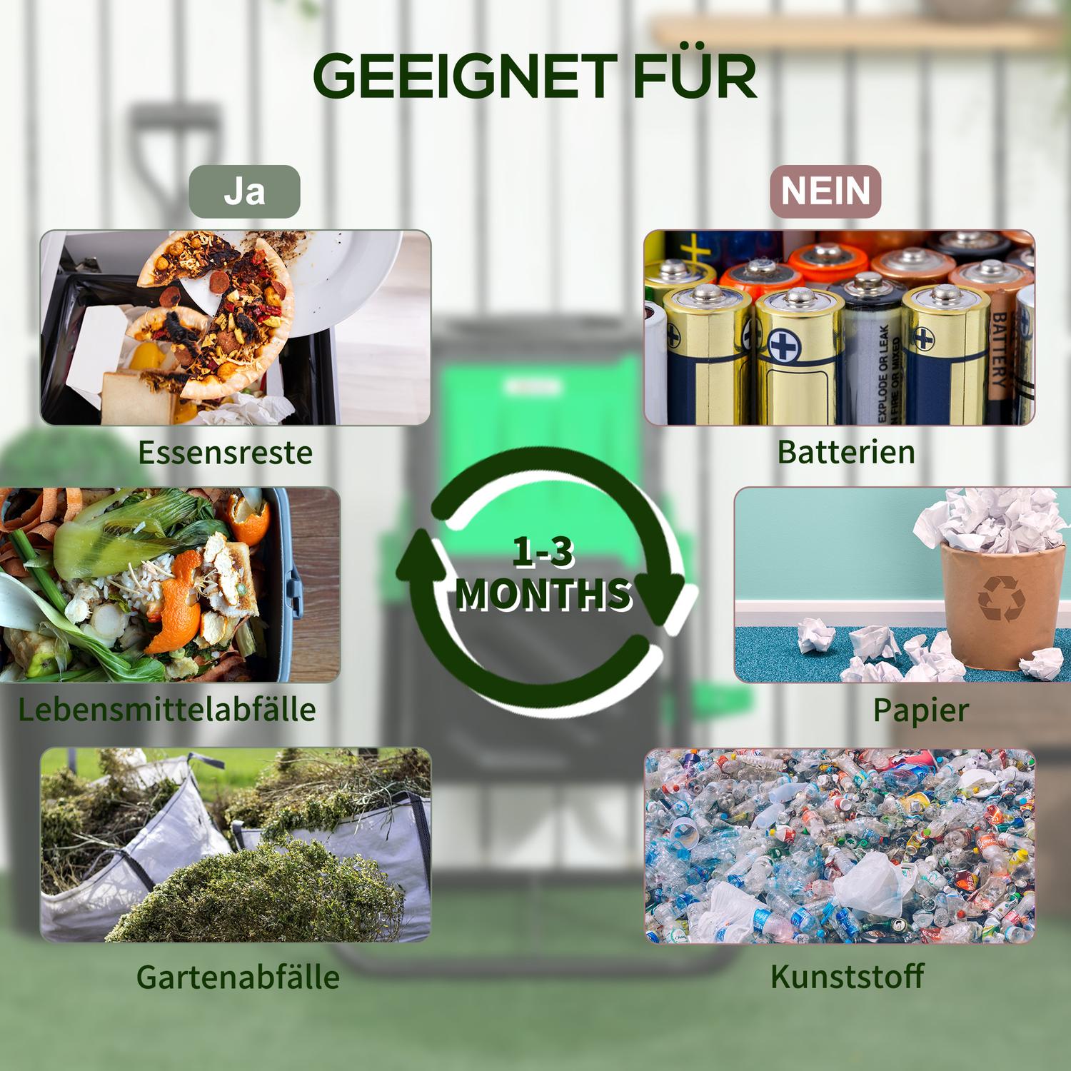Roterande 65L plastkompostor – väderbeständig med ventilation