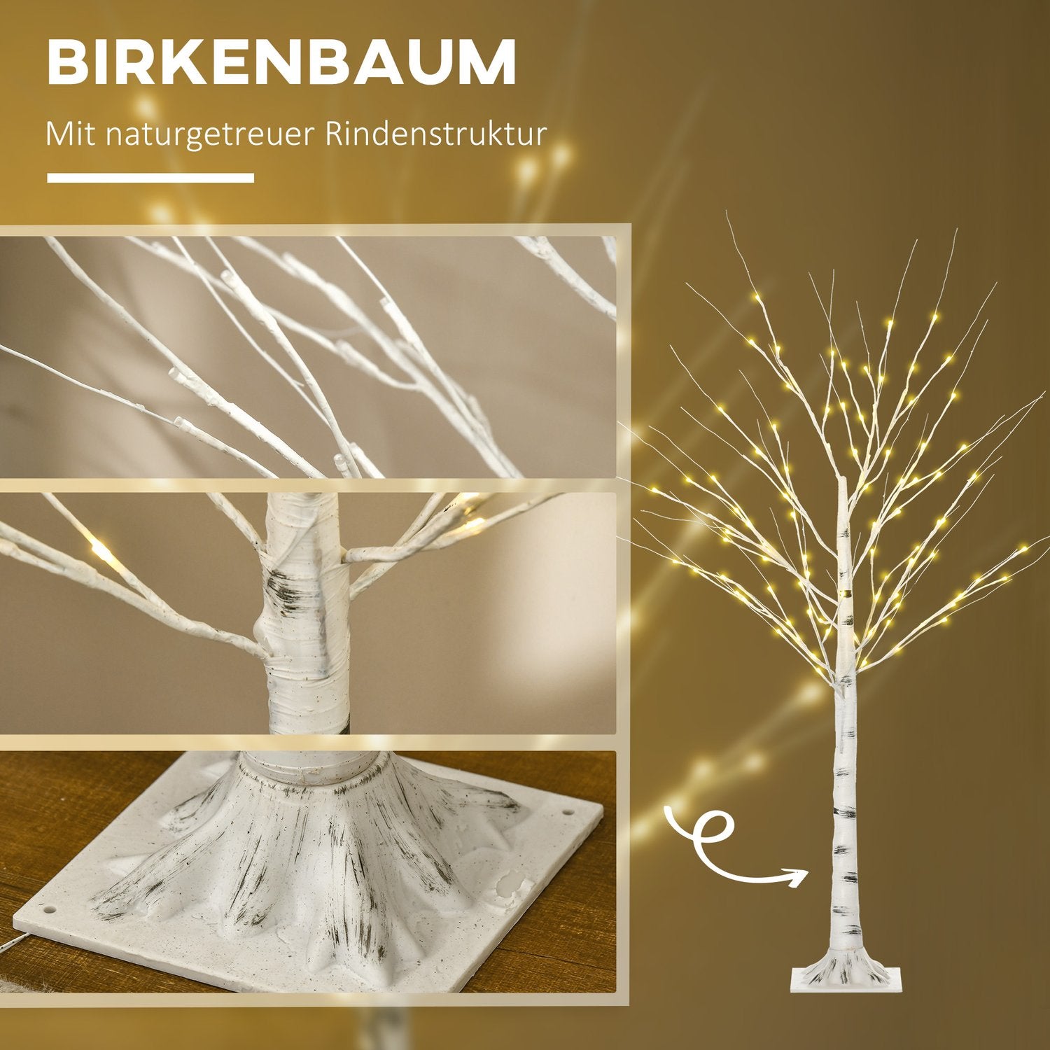150 cm LED Konstgjord Björk – Jul & Festdekor