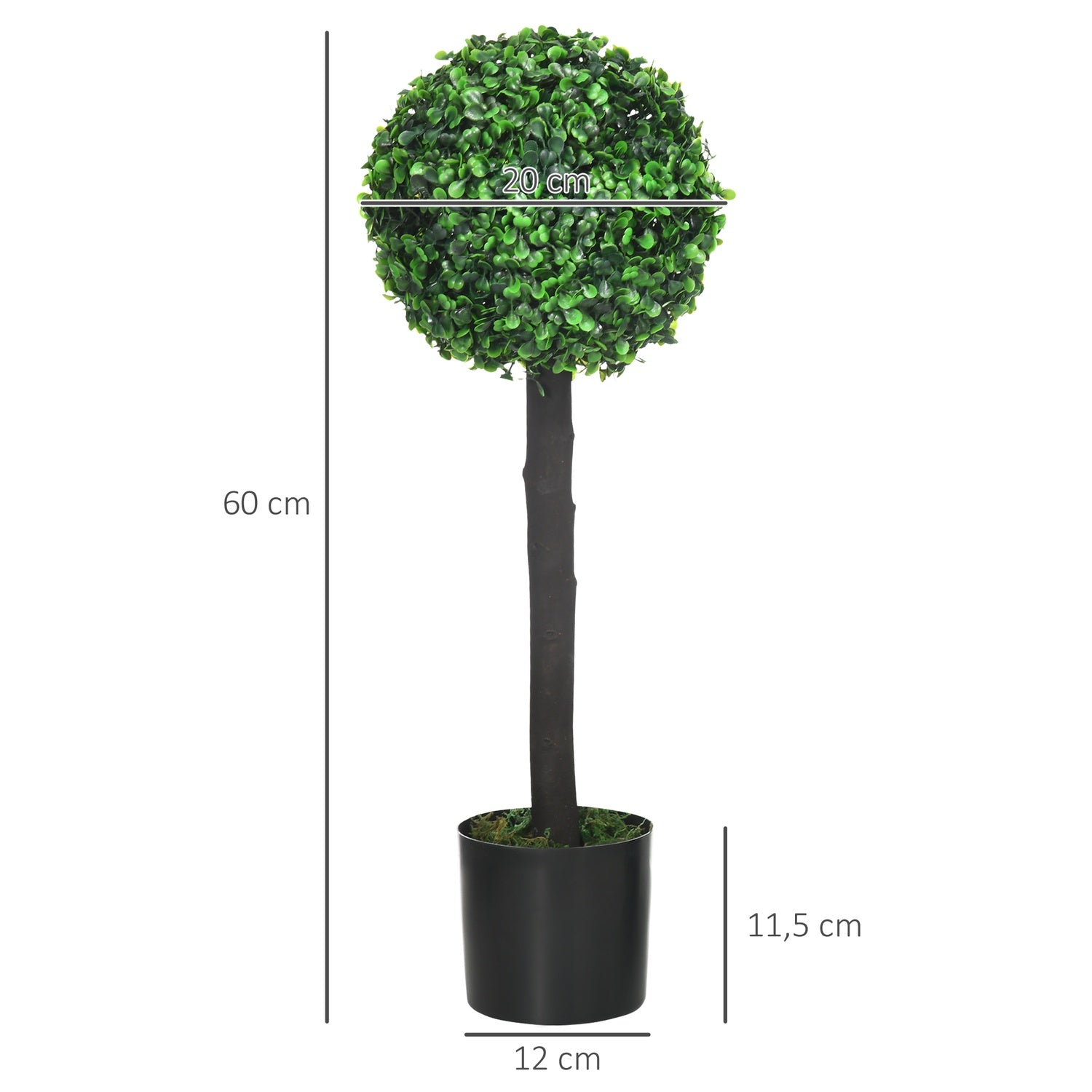 Konstgjorda buxbomväxter, UV-beständig, 60 cm, set om 2