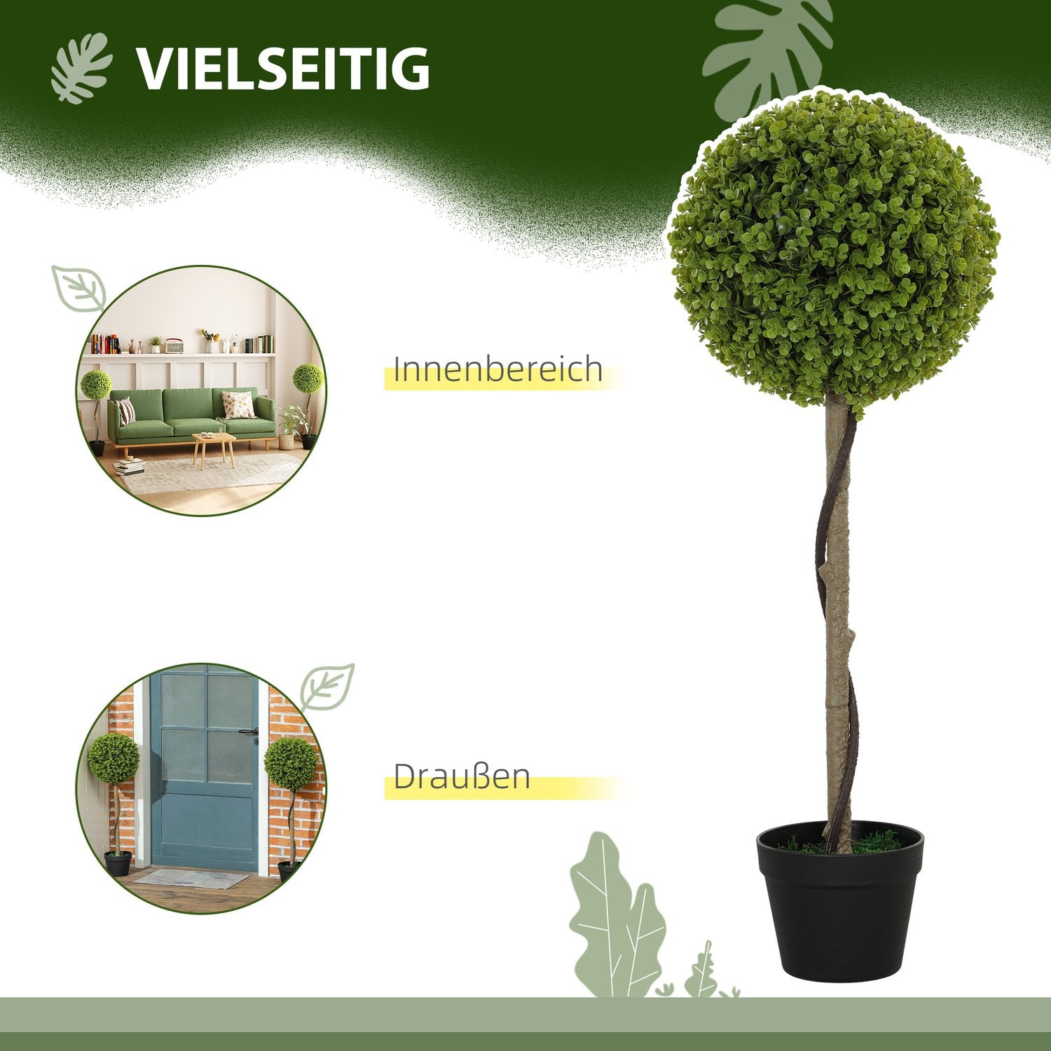 Konstgjorda eukalyptusväxter – 90 cm höga, set om 2, dekorativa