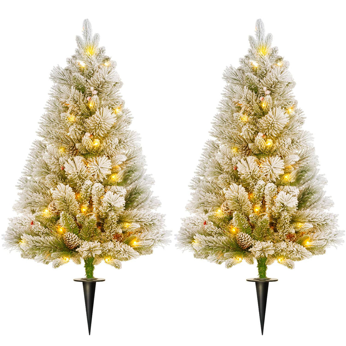 Umělé vánoční stromky, 90 cm, 100 LED světel, sada 2 kusů