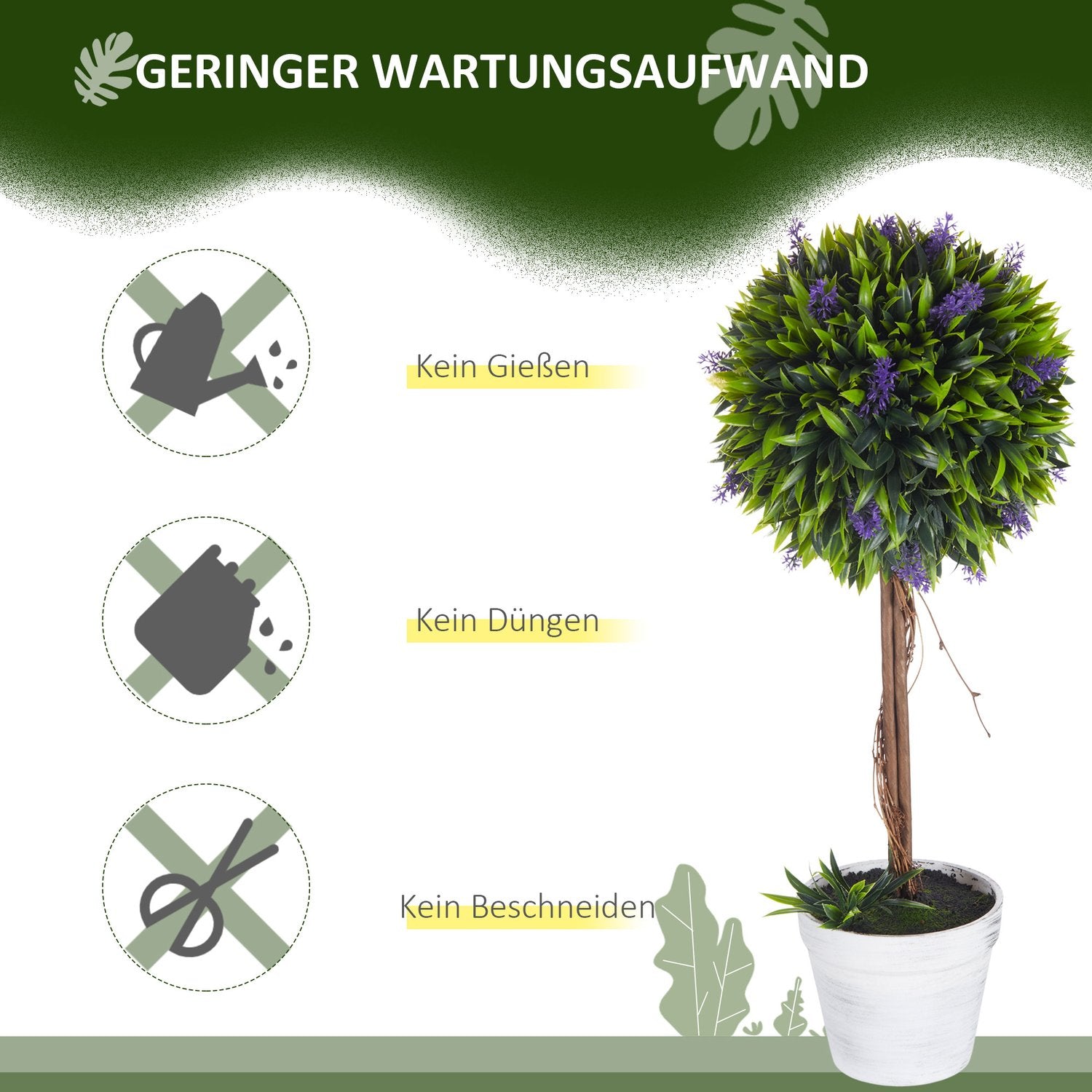 Konstgjorda lavendelväxter – 60 cm, set om 2 med mosskruka