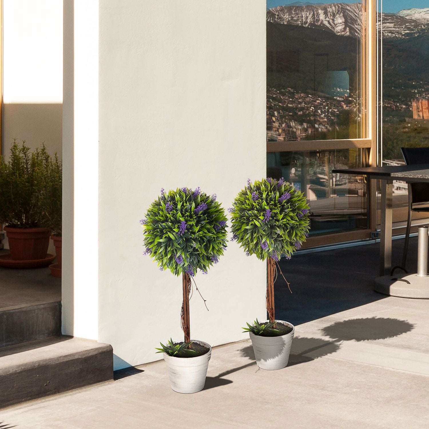 Konstgjorda lavendelväxter – 60 cm, set om 2 med mosskruka