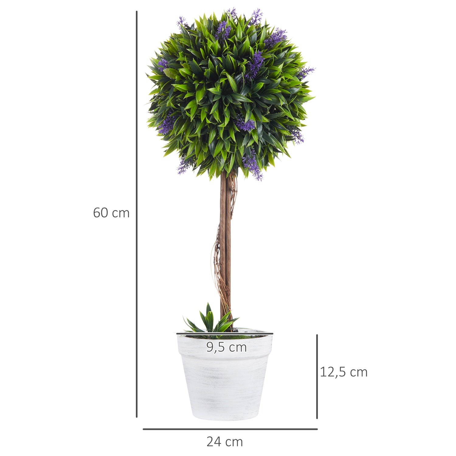 Konstgjorda lavendelväxter – 60 cm, set om 2 med mosskruka