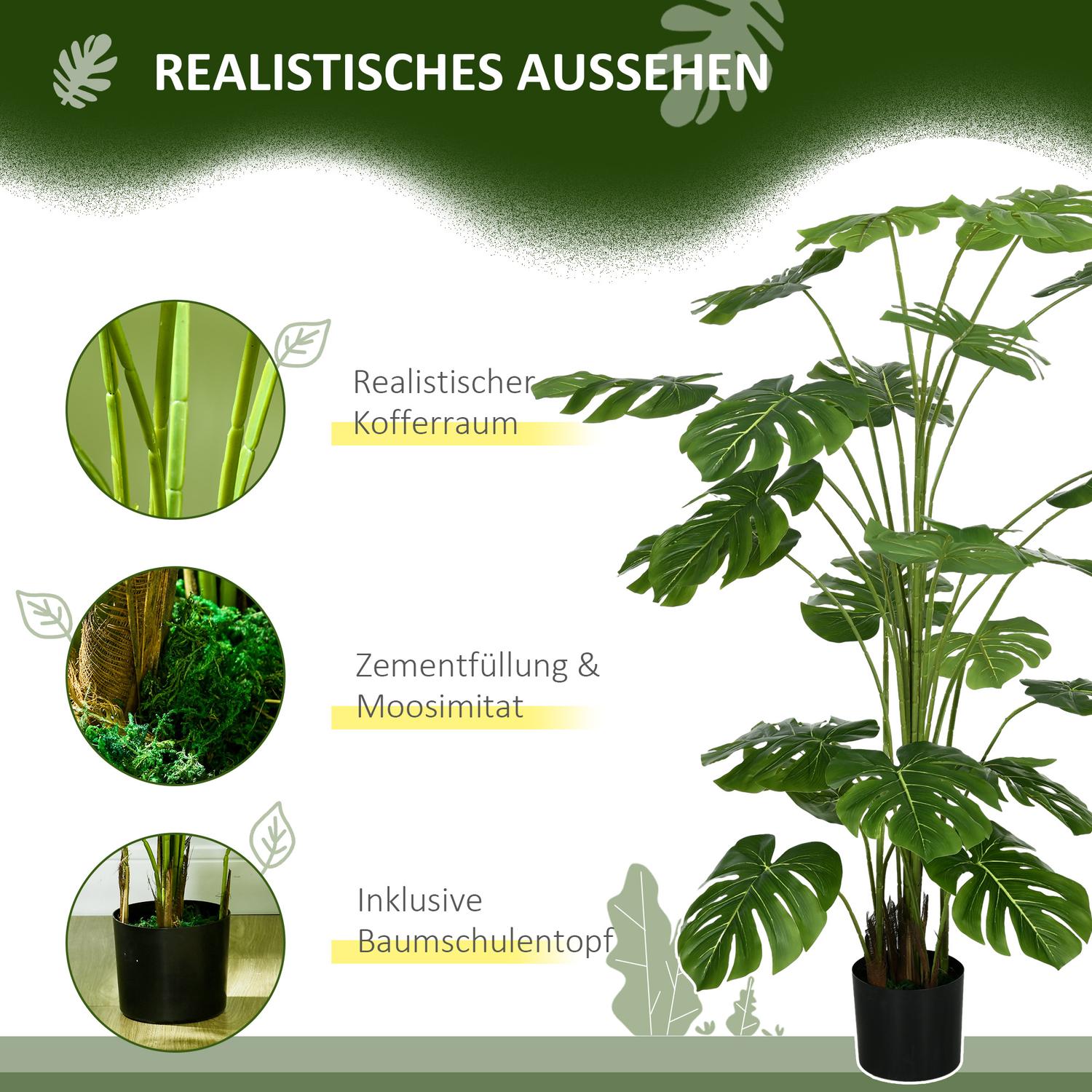 Artificiell Monstera Deliciosa, 180 cm, växtdekor inomhus