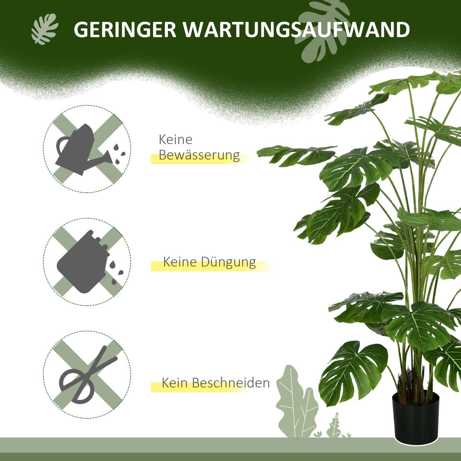 Artificiell Monstera Deliciosa, 180 cm, växtdekor inomhus