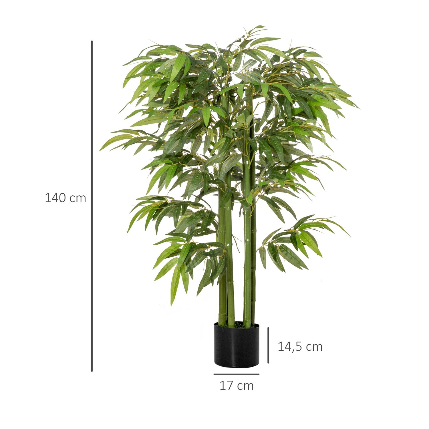 Konstgjord bambuväxt, 140 cm, 780 löv, inomhusdekor