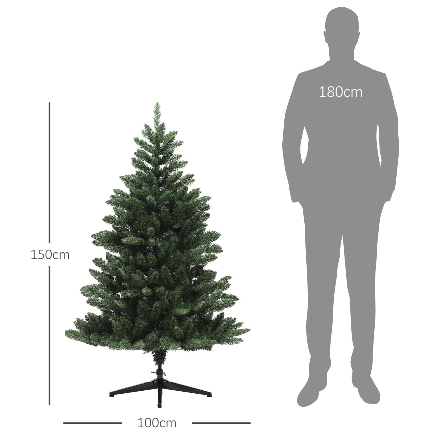150cm konstgjord julgran, flamskyddad, grön