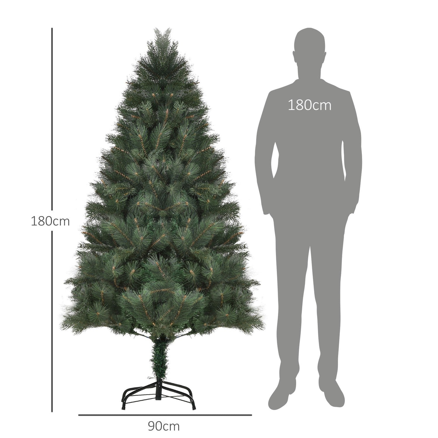 Konstgjord julgran, 180cm, realistisk grön med stativ