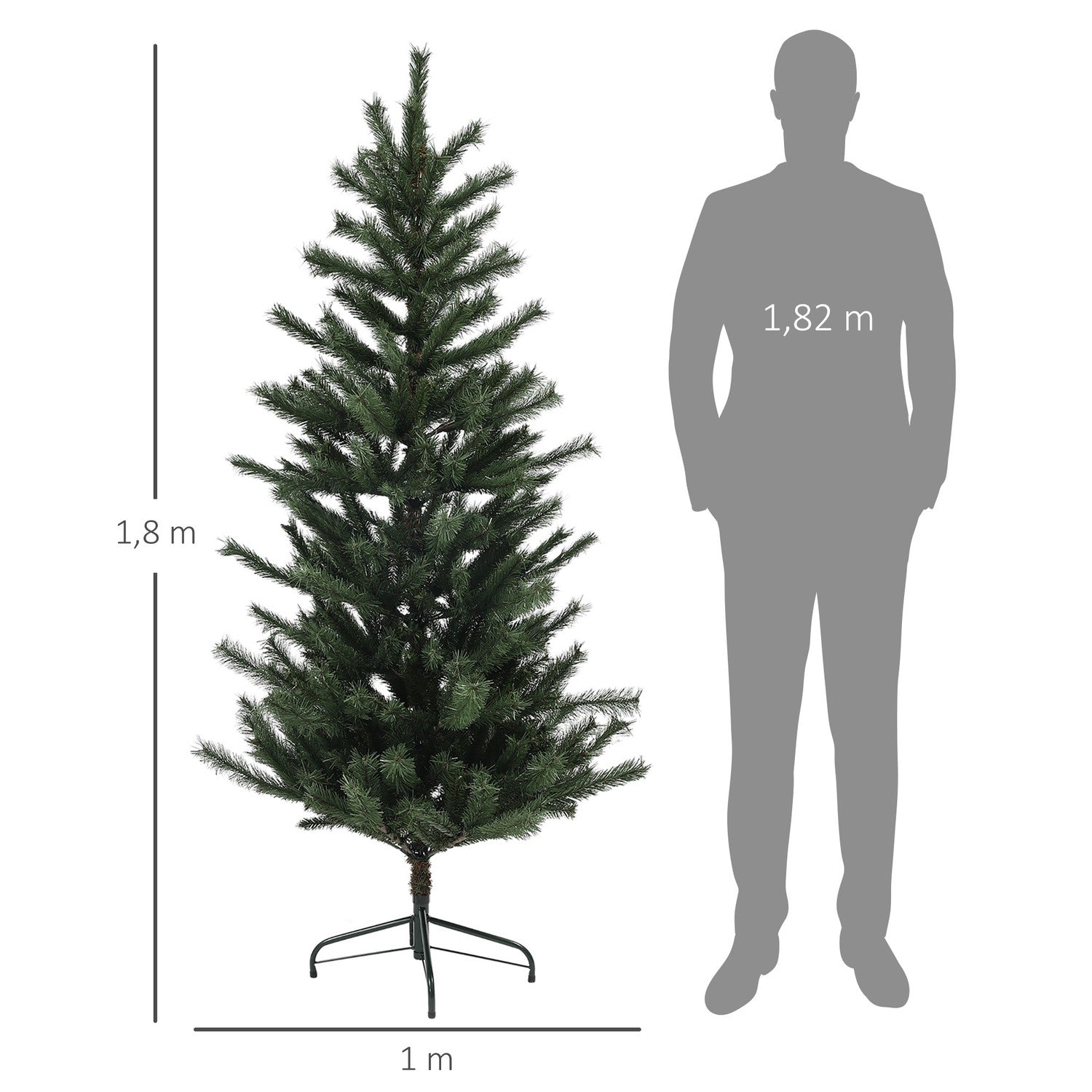 Konstgjord julgran, 180cm, flamskyddad, grön