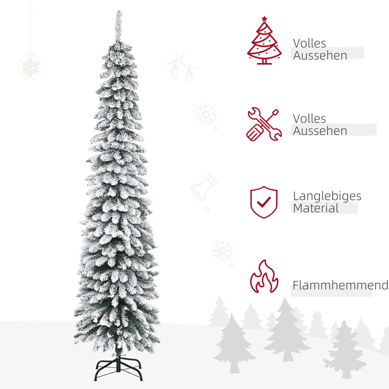 Konstgjord julgran 210cm med snö och metallställ