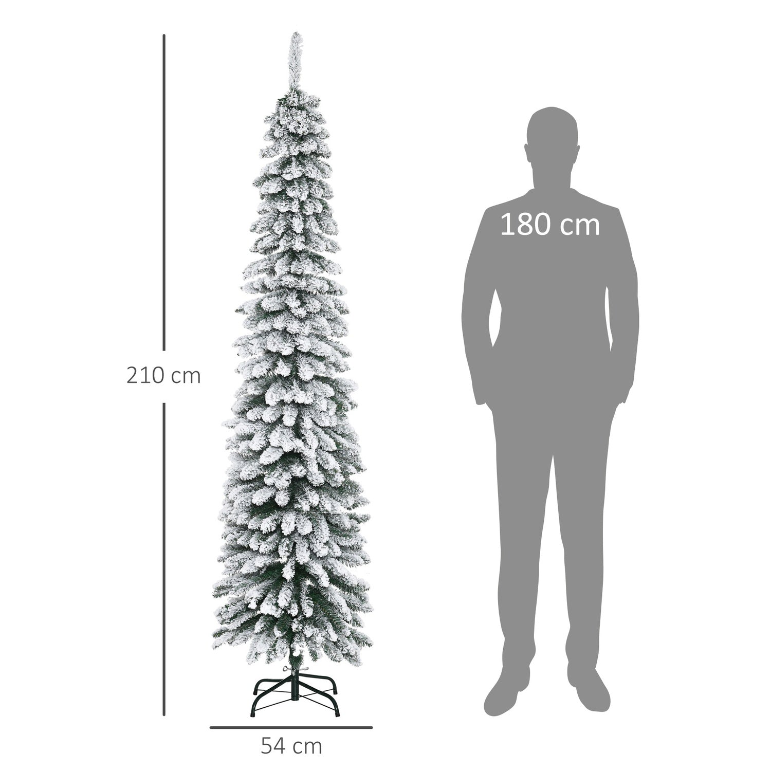 Konstgjord julgran 210cm med snö och metallställ