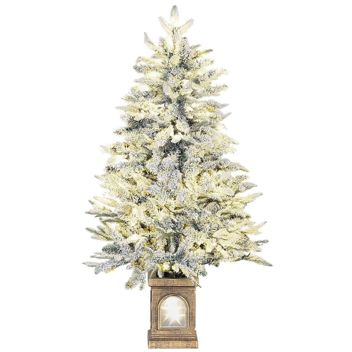 Kunstkerstboom, besneeuwde uitstraling, 100 ledlampjes, 8 standen