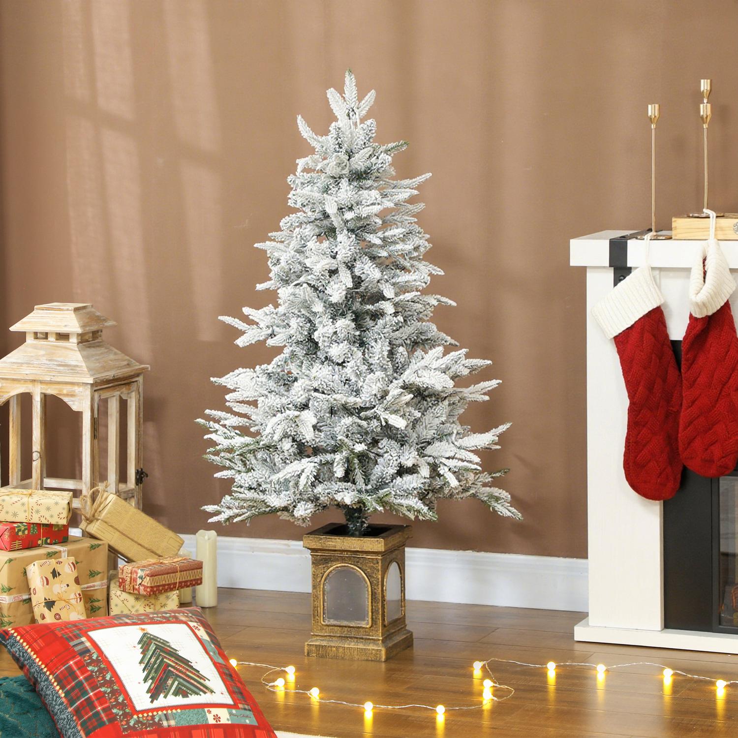 Kunstkerstboom, besneeuwde uitstraling, 100 ledlampjes, 8 standen