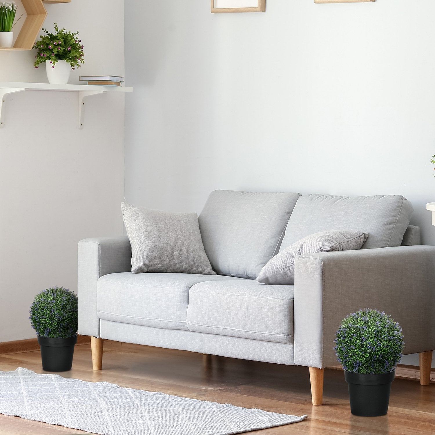 Konstgjord lavendel: 42 cm bollformad växt för hem och kontor