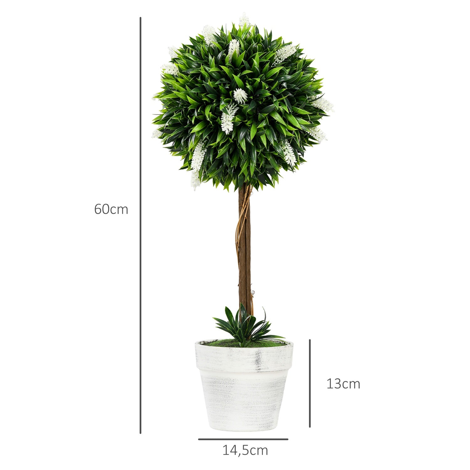 Set med 2 stora 60 cm konstgjorda lavendelväxter i krukor