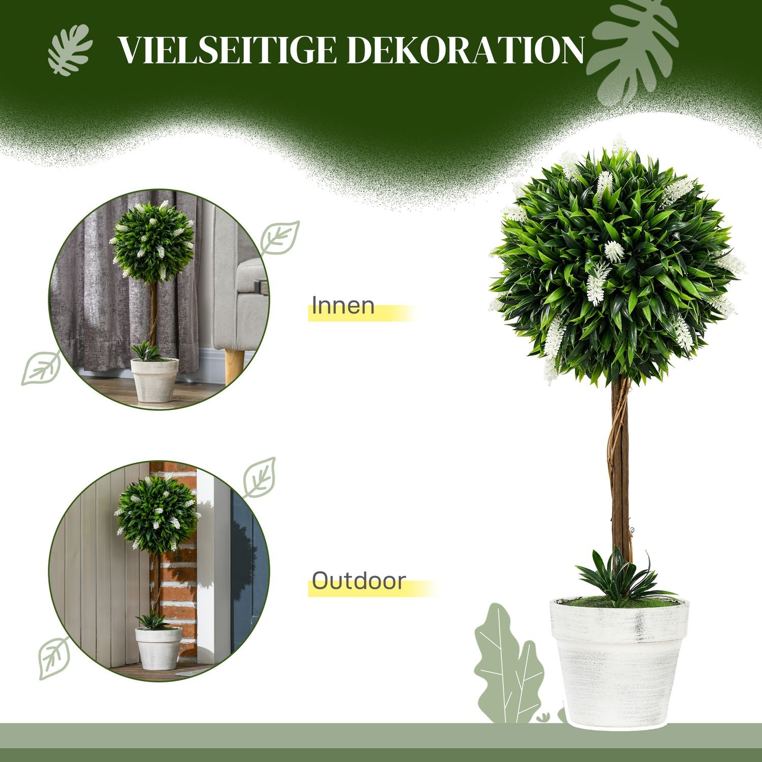 Set med 2 stora 60 cm konstgjorda lavendelväxter i krukor