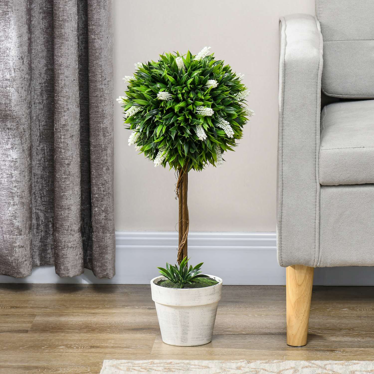 Set med 2 stora 60 cm konstgjorda lavendelväxter i krukor