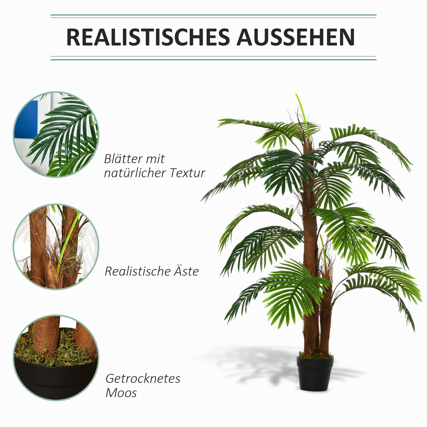 Konstgjord palm 120 cm – naturtrogen inomhus-/utomhusväxt