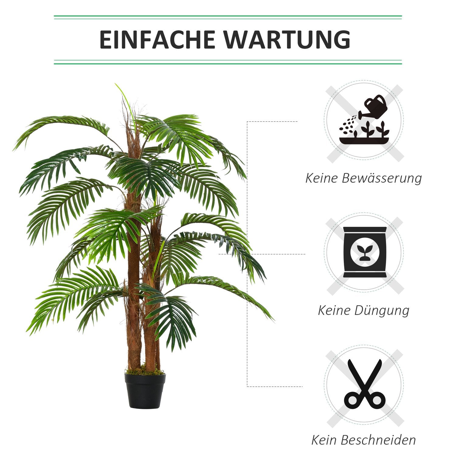 Konstgjord palm 120 cm – naturtrogen inomhus-/utomhusväxt