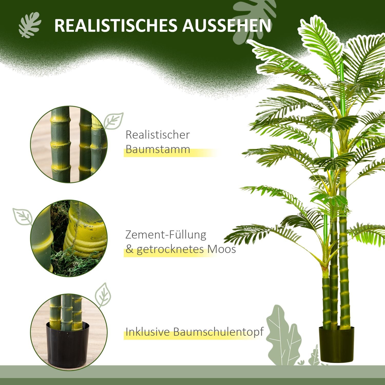 Konstgjord palm 190 cm – Inomhus/Utomhus falsk växt