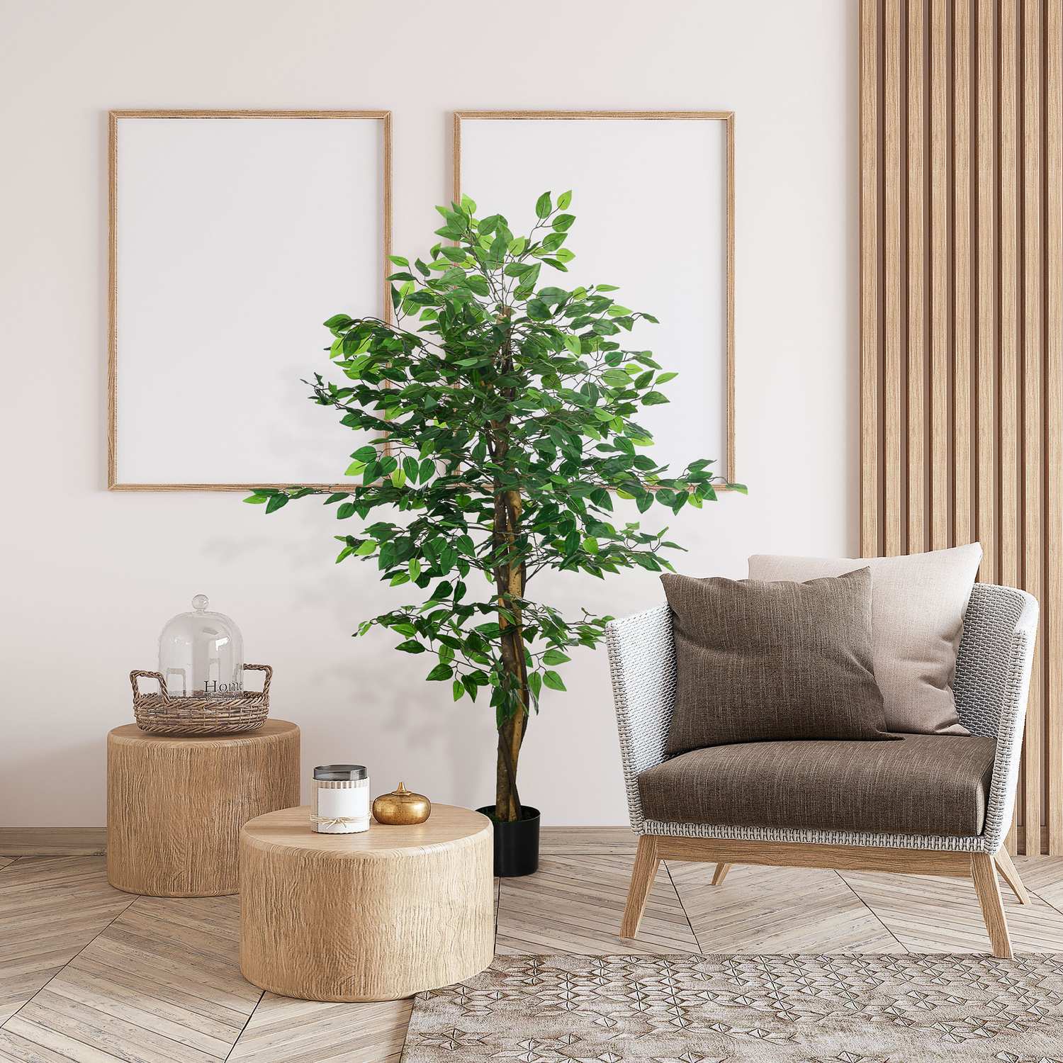 Konstgjord ficusträd 150 cm med plantering – naturtrogen krukväxt