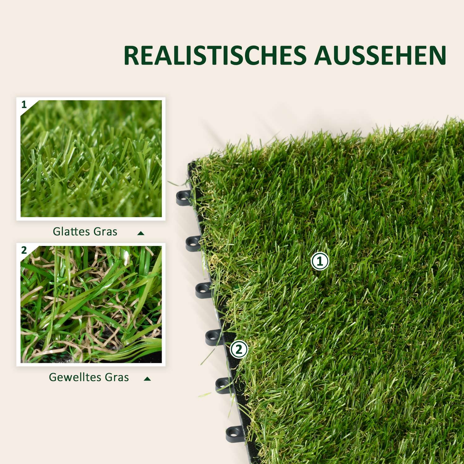 Konstgräsmatta, 10-pack – 25 mm, 30x30 cm, mörkgrön