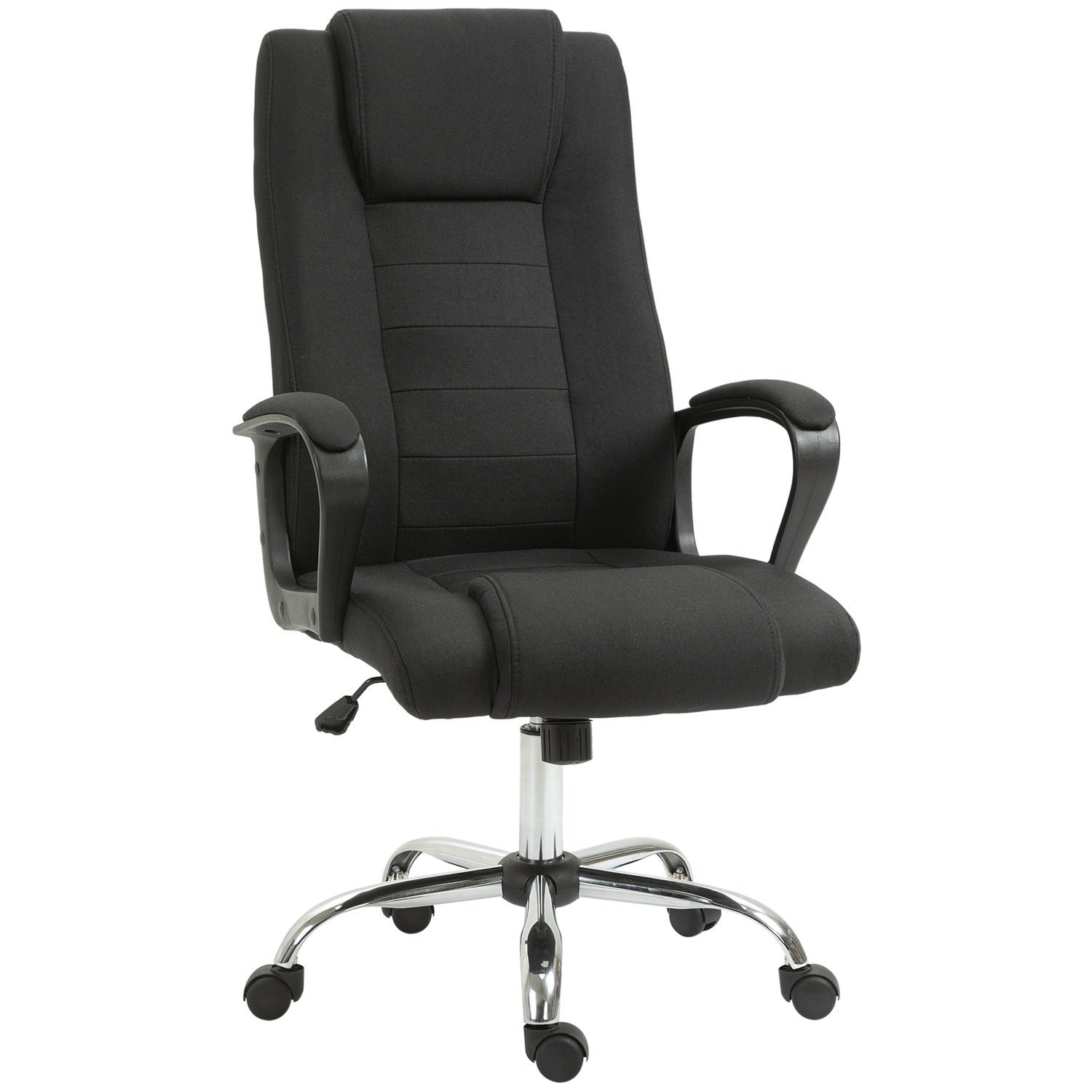 Ergonomisk svart kontorsstol med nackstöd, höjdjusterbar