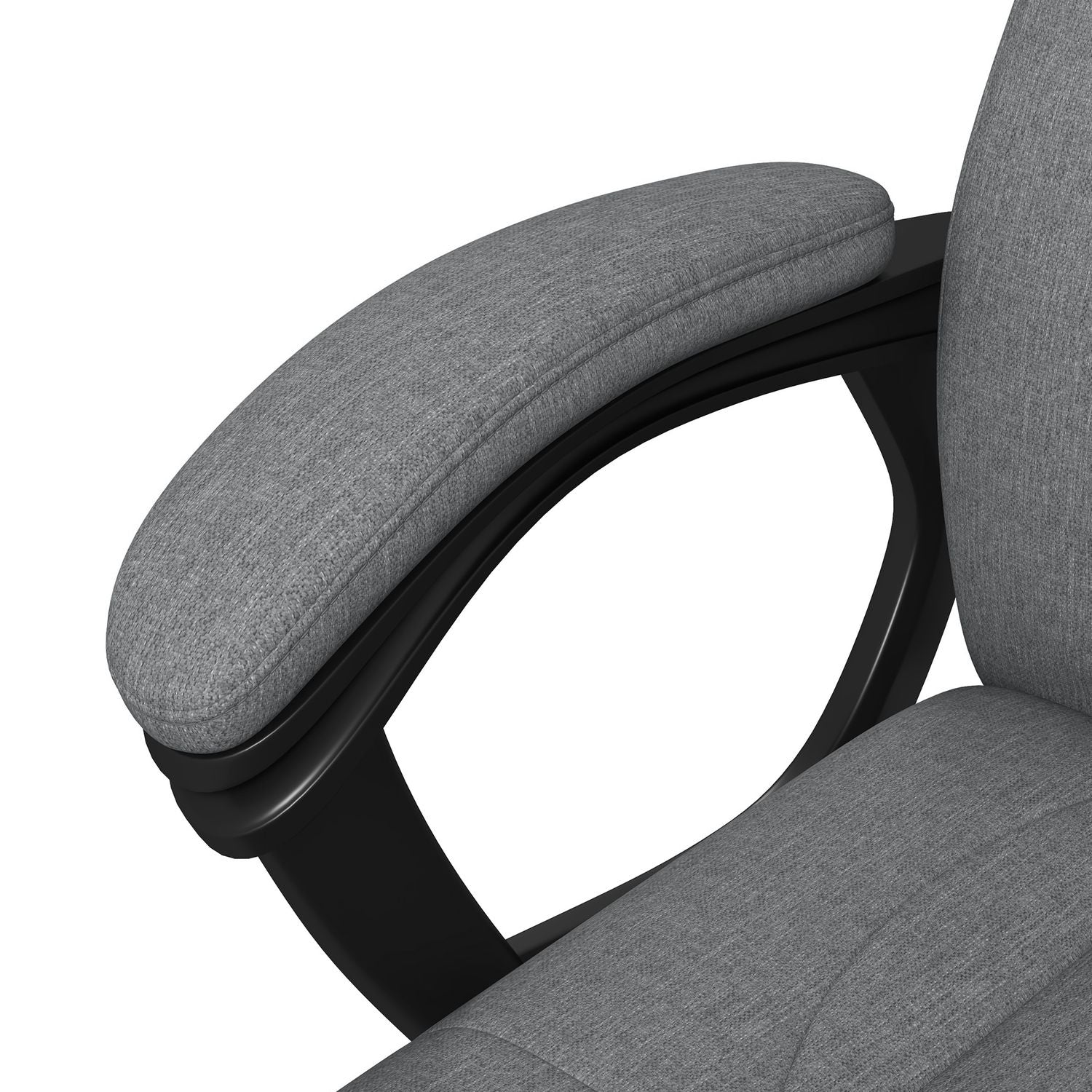 Ergonomisk kontorsstol – justerbar höjd, grått linne, nackstöd