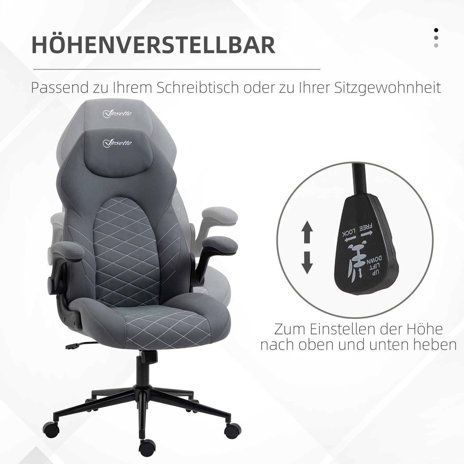 Ergonomisk kontorsstol, vridbar, justerbara armstöd