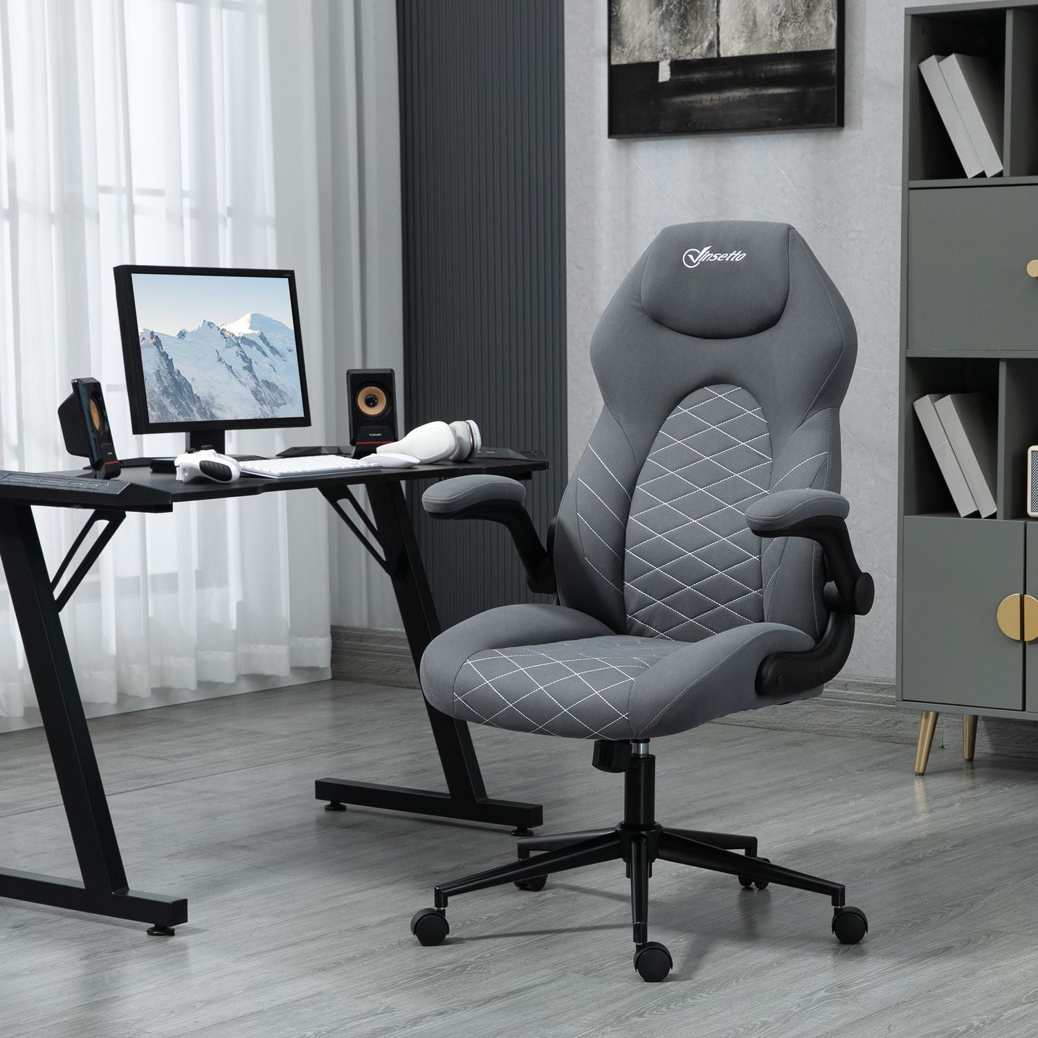 Ergonomisk kontorsstol, vridbar, justerbara armstöd