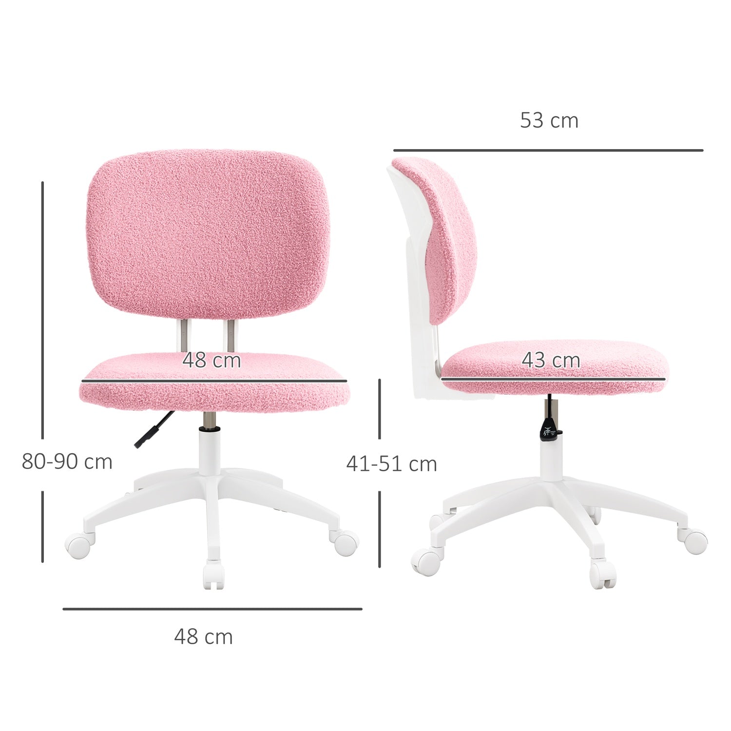 Ergonomisk kontorsstol i rosa sammet – justerbar i höjdled