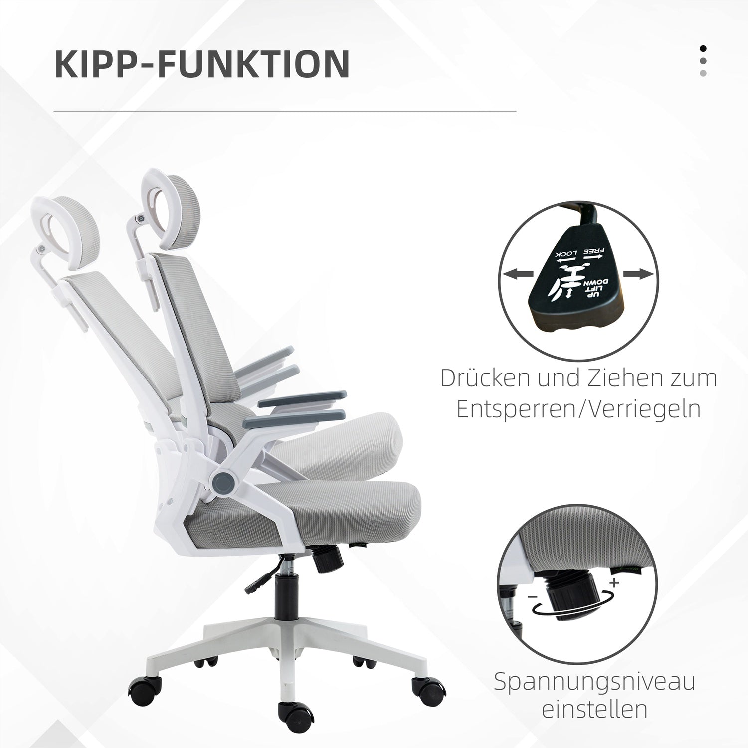 Ergonomisk kontorsstol med justerbart svankstöd