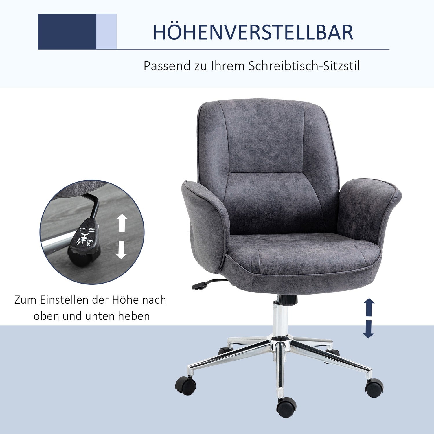 Ergonomisk kontorsstol, höjdjusterbar, 120 kg lastkapacitet